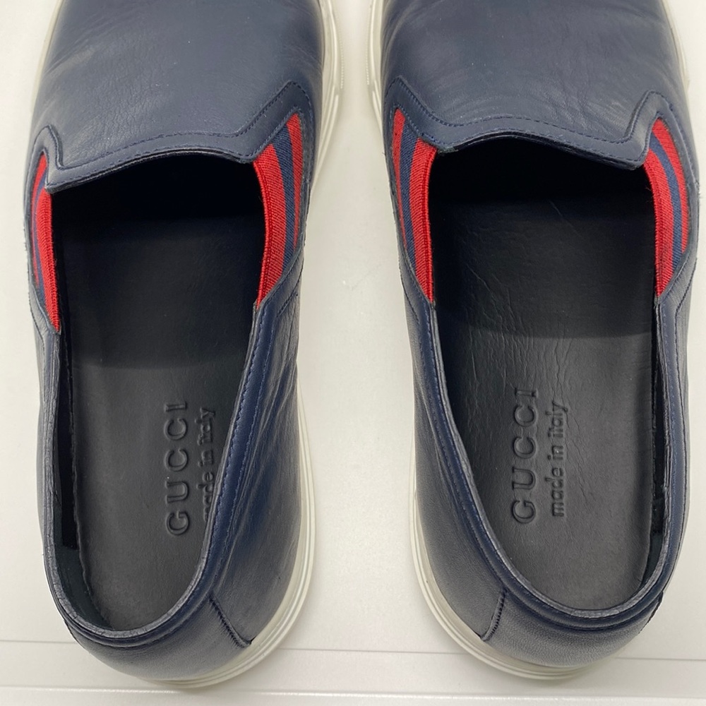 Gucci Slip On Leather Tennis Sneakers Blue - Picture 6 of 10